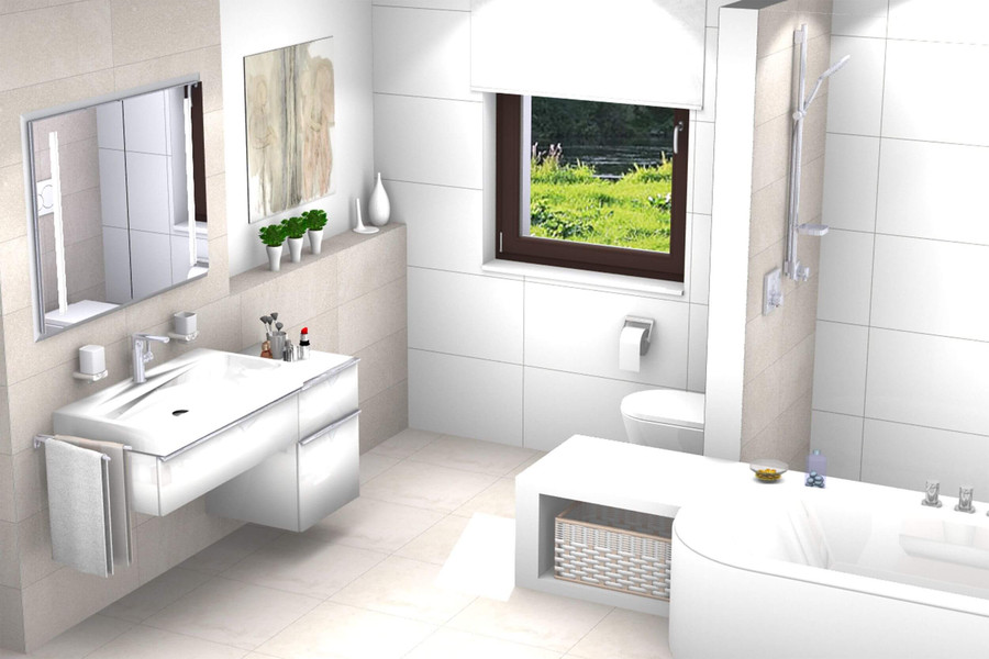Ein 3D-Plan eines neues Bads