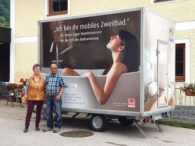 Badsanierung bei Familie Gander aus Dölsach mit mobilem Zweitbad – Egger Haustechnik GmbH
