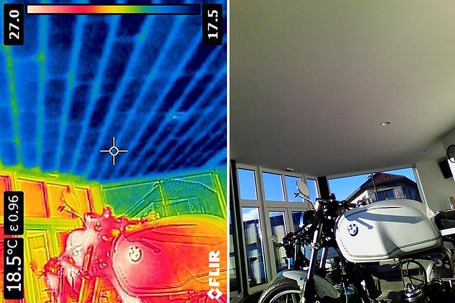 Wärmebild der Deckenkühlung bei NCT Motorcycles