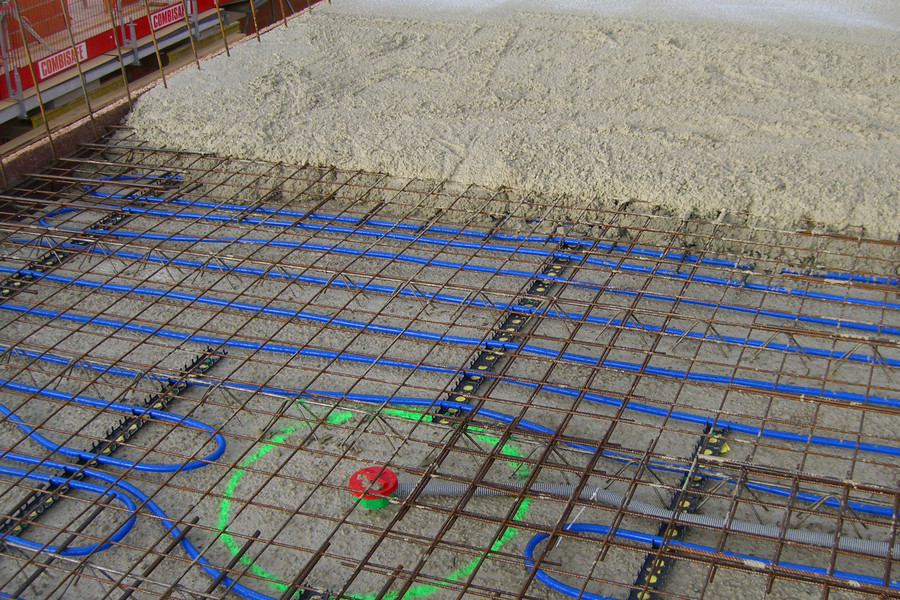Betonkernaktivierung innen auf der Baustelle