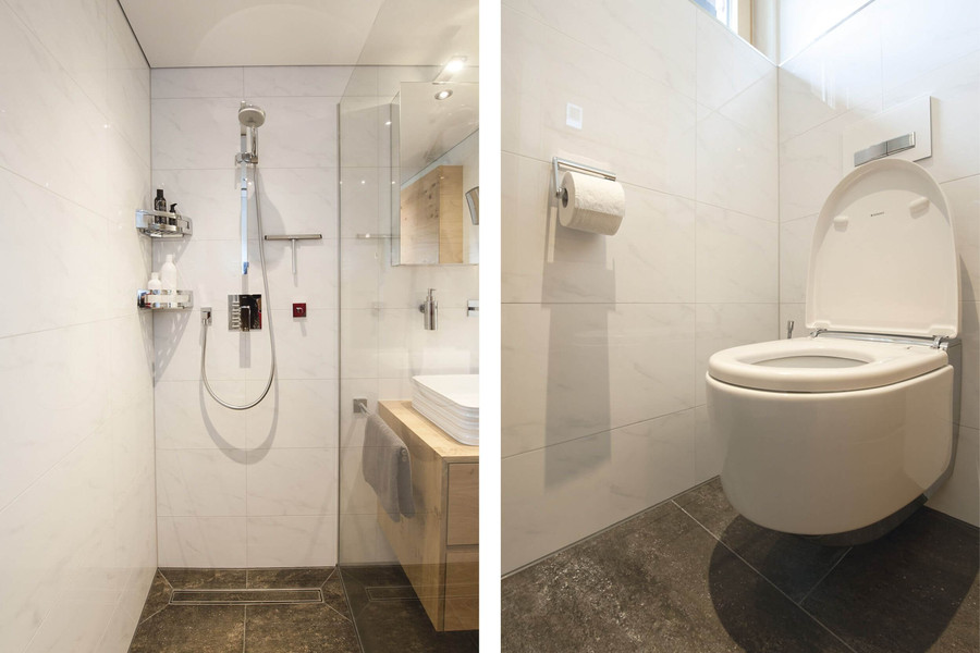 Bodenebene Dusche und WC