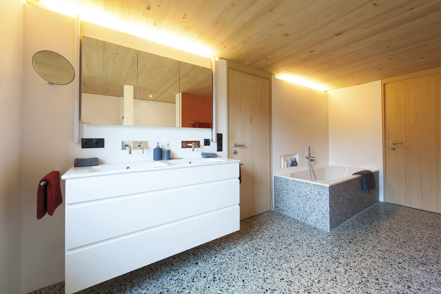 Corian und Beton im Badezimmer 