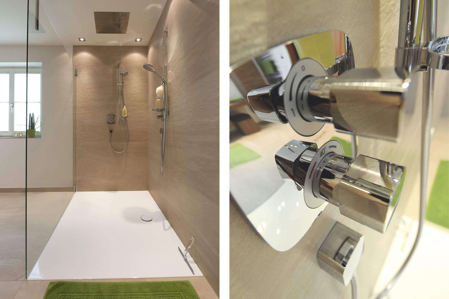 Bodenebene Dusche und Thermostat-Armatur