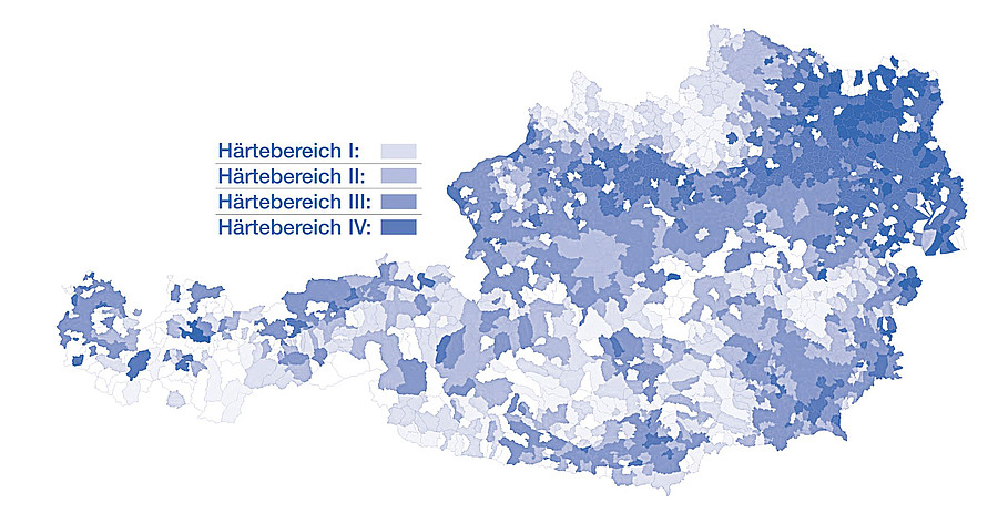 Wasserhärtekarte von Österreich