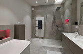 Frei begehbare, bodenebene Dusche