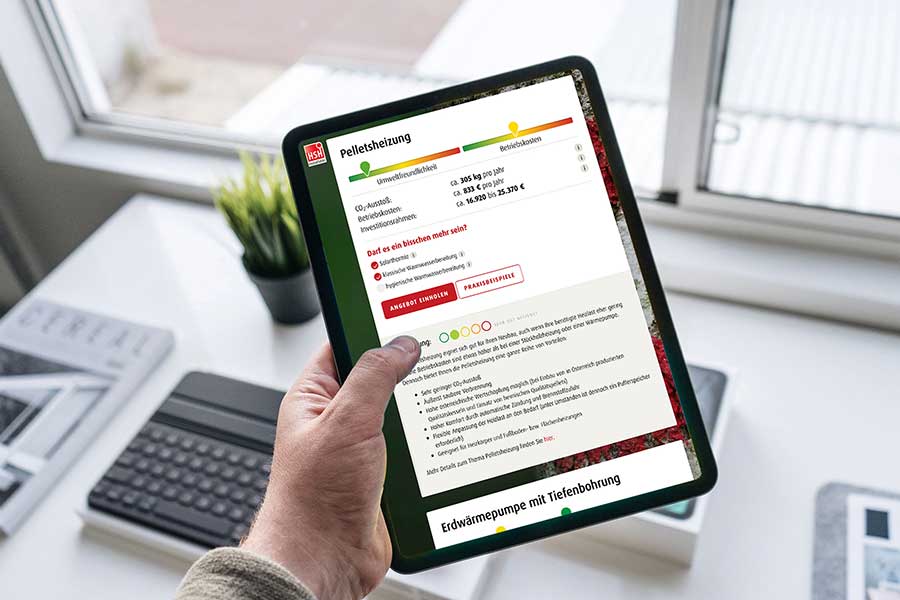 Der HSH Online-Heizungsplaner am Tablet